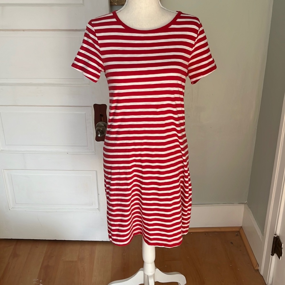 Old Navy Red and White Striped T-shirt Dress